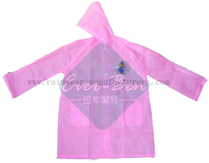 PVC Pink Womens Waterproof Jacket-Ladies Plastic Raincoats-Vinyl Raincoat with Hood